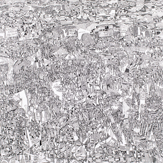 Houston Maludi b. 1978, Congo Société de consommation, 2019 Primer and ink on canvas