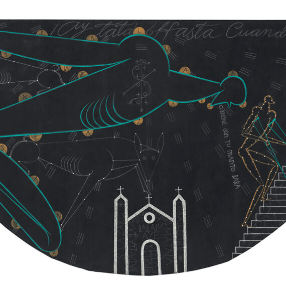 José Bedia b. 1959, Cuba ¡Ay Tatá! ¿Hasta cuándo?, 1995 Acrylic and oil stick on canvas