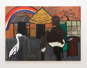 Cassi Namoda b. 1988, Mozambique Outside the Witch Doctor’s House, 2018 Oil and acrylic on canvas