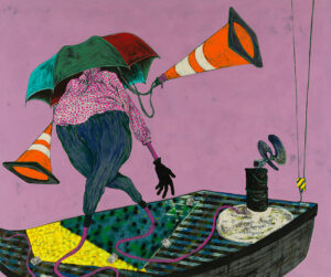 Simphiwe Ndzube b. 1990, South Africa Finding Voice Finding Feet, 2017 Oil and mixed media on canvas