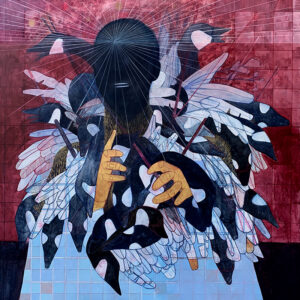 Pamela Phastimo Suntrum b. 1980, Botswana Destroyer II, 2020 Pencil, oil and acrylic on wood panel