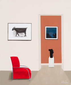 Sam Nhlengethwa b. 1955, South Africa Red Chair, 2015 Oil on canvas