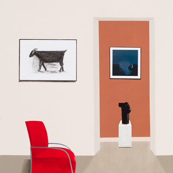 Sam Nhlengethwa b. 1955, South Africa Red Chair, 2015 Oil on canvas