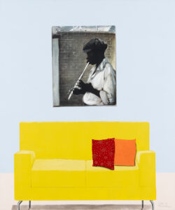 Sam Nhlengethwa b. 1955, South Africa Yellow Couch, 2015 Oil on canvas
