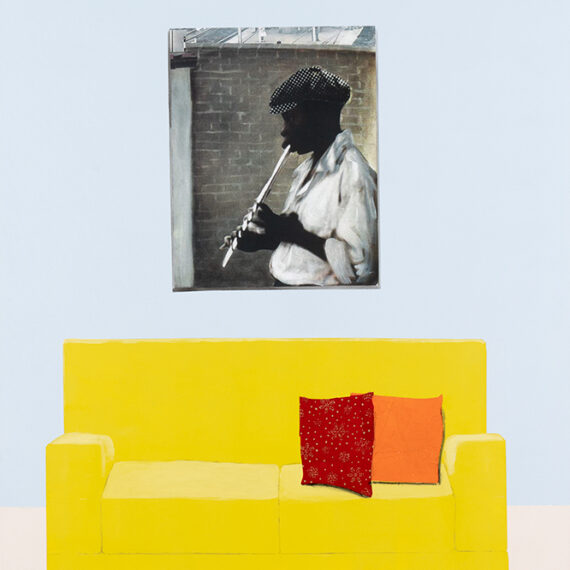 Sam Nhlengethwa b. 1955, South Africa Yellow Couch, 2015 Oil on canvas