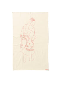 Senzeni Marasela b. 1977, South Africa Waiting for Gebane, 2019 Red cotton embroidery on kaffir sheet