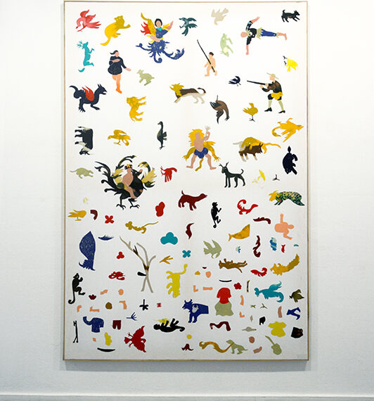 Belén Rodríguez (b. 1981, Spain) Mousson Nessept I, 2019 Cotton cloth collage and bleach and dyes on poplin 76.77 x 51.18 inches