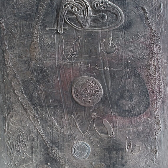 Modest Cuixart (b. 1925, Spain; d. 2007, Spain) Homenaje a Eude, 1959 Mixed media on canvas 110.24 x 78.74 inches