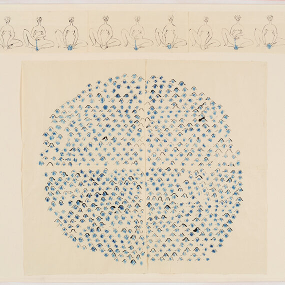 Chioma Ebinama (b.1988, United States) Anwulili Made Us in Her Likeness (Conception Sequence) and Our Conception, 2016 Ink and watercolor on Japanese kozo paper 59.84 x 69.69 inches