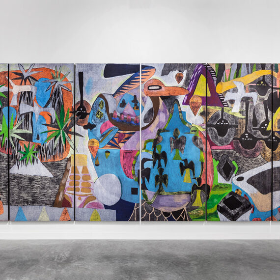 Yann Gerstberger b. 1983, France From Spirits to Spirits, 2017 Pastel oil and chalk on wood, in 6 parts