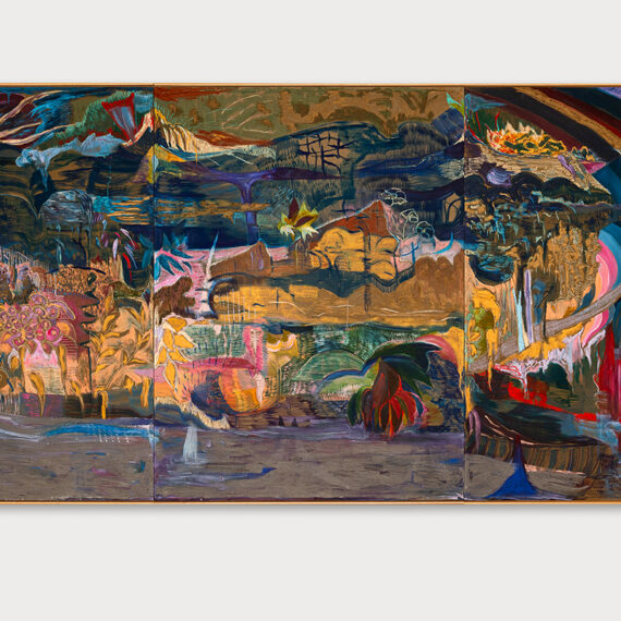 Thalita Hamaoui b. 1981, Brazil Terra, 2023 Oil and oil stick on linen; triptych