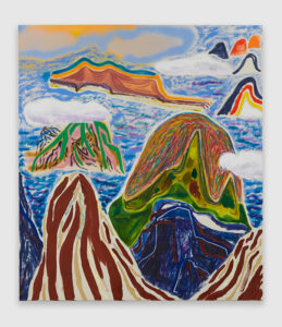 Shara Hughes b. 1981, United States Islands in the Sky, 2017 Acrylic, oil, and acrylic spray paint on canvas