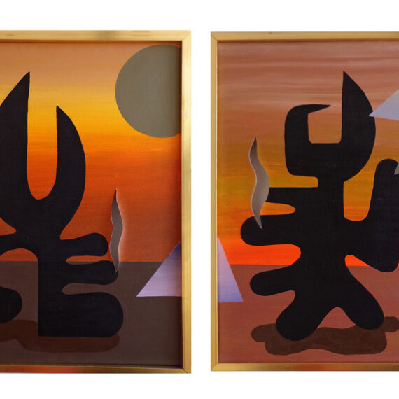 Fernanda Laguna b. 1972, Argentina Amor y fuego sobre el año nuevo, 2013 Acrylic on carved canvas, diptych