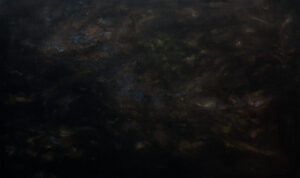 Glenda León (b. 1976, Cuba) Cuerpo Celeste: Galaxia azul, 2019 Butterfly wing powder, butterfly wing fragments, and acrylic on canvas 59 x 98.50 inches