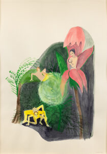 Luz Lizarazo b. 1966, Colombia Abajo en el jardín, 2022 Mixed media on paper