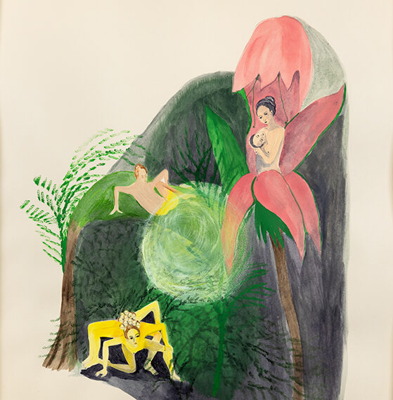 Luz Lizarazo b. 1966, Colombia Abajo en el jardín, 2022 Mixed media on paper