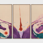 Violeta Maya b. 1993, Spain Mi versión del origen del mundo I–III, 2024 Pigments and acrylic on canvas, triptych