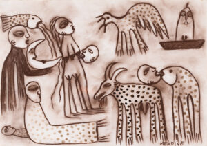 Manuel Mendive Hoyos b. 1944, Cuba De la serie Para el Ojo que Mira, 1987 Mixed media on paper