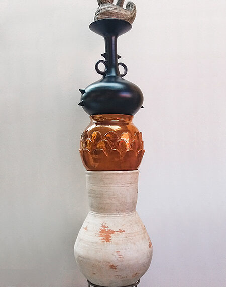 Asunción Molinos Gordo (b. 1979, Spain) ¡Cuánto río allá arriba!, 2021 Glazed ceramic, iron 74.01 x 25.59 x 25.59 inches