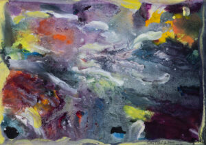 Jules Olitski (b. 1922, Ukraine; d. 2007, United States) Shimmer Wave; Shimmer Wave Crismon, 2000 Watercolor gouache and acrylic on paper, in 2 parts 10 x 14 inches each