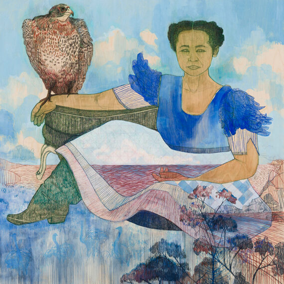 Pamela Phatsimo Sunstrum b. 1980, Botswana The Two II, 2020 Pencil, oil, and acrylic on wood panel