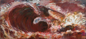 Pat Steir (b. 1940, United States) Autumn: The Wave after Courbet as though Painted by Turner with the Chinese in Mind, 1986 Oil on linen 82.75 x 178 inches