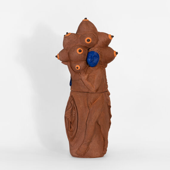 Nina Surel (b. 1971, Argentina) The Holder, 2024 Underglaze on stoneware 33 x 11.50 x 14 inches Floor