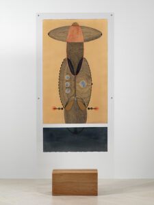 Johanna Unzueta b. 1974, Chile June NY, September Berlin 2018, 2018 Pastel pencils, charcoal, watercolor gold, needle holes on indigo, and fustic hand-dyed watercolor paper