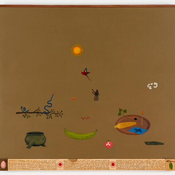 Carlos Alfonso b. 1986, Colombia Volar en dirección al sol, 2025 Oil and acrylic on wood assembly 25.59 x 28.15 inches
