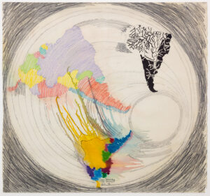 Juan Downey b. 1940, Chile; d. 1993, New York Untitled, 1988 Colored pencil, oil pastel, and ink on paper 41.75 x 44.87 inches