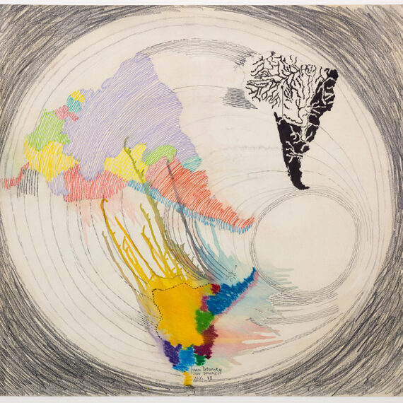Juan Downey b. 1940, Chile; d. 1993, New York Untitled, 1988 Colored pencil, oil pastel, and ink on paper 41.75 x 44.87 inches
