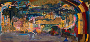 Thalita Hamaoui b. 1981, Brazil Terra, 2023 Oil and oil stick on linen; triptych 78.70 x 169.30 inches overall