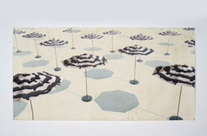 Los Carpinteros: Dagoberto Rodríguez Sánchez (b. 1969, Cuba) and Marco Antonio Castillo Valdés (b. 1971, Cuba) Playa tóxica, 2013 Watercolor on paper 39.37 x 78.15 inches