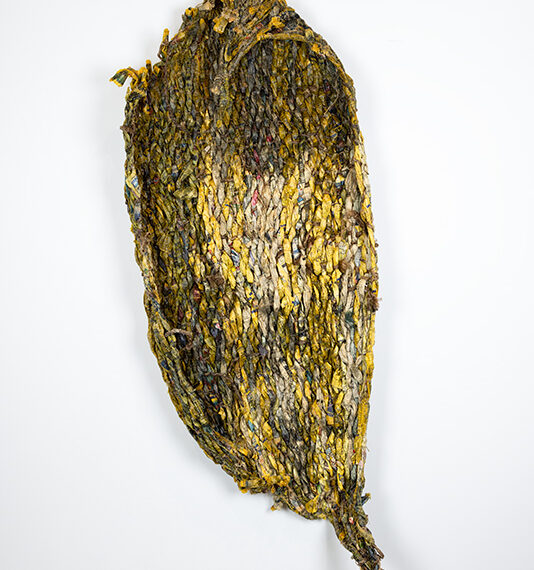 Nnenna Okore b. 1975, Australia Shelter, 2007 Yellow pages, rope, and glue 60.06 x 24 x 10.06 inches