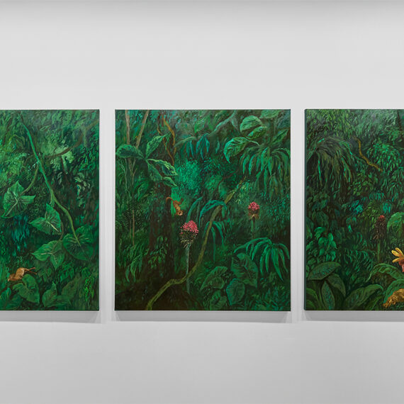 Nohemí Pérez b. 1962, Colombia Nuevas flores para Rousseau, 2025 Oil on canvas 74.80 x 197.25 inches